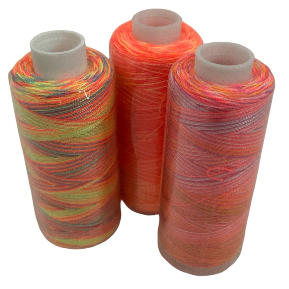 3 Sashiko Thread Spools brights: hot pink/orange/yellow